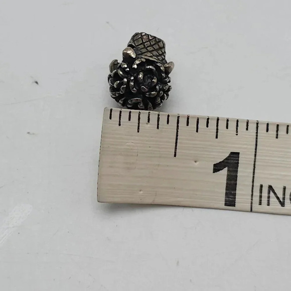 Sterling Silver Flower Basket Charm Bead European Bracelet Necklace - Picture 5 of 5